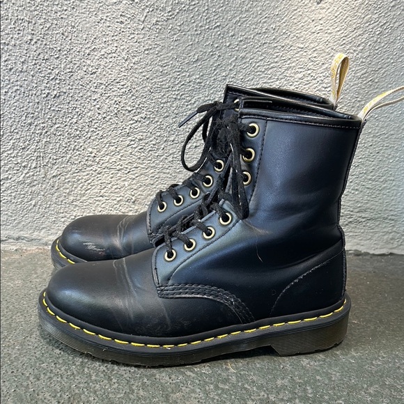 Dr. Martens Doc's Vegan Leather Black Boots 14045 Size US 7 Punk Goth Lace Up - Picture 1 of 12